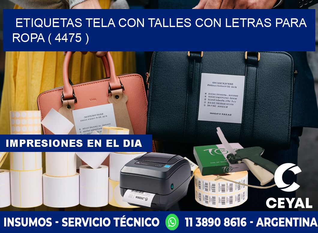 ETIQUETAS TELA CON TALLES CON LETRAS PARA ROPA ( 4475 )