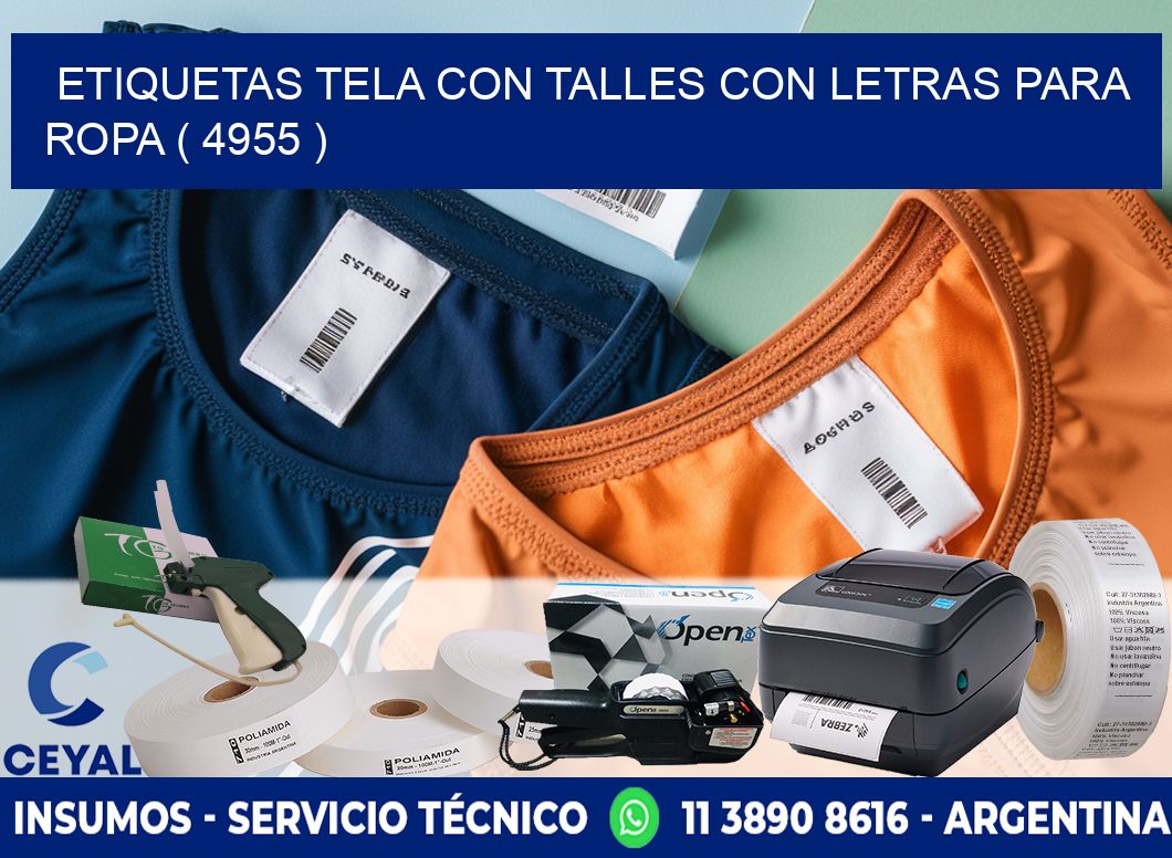 ETIQUETAS TELA CON TALLES CON LETRAS PARA ROPA ( 4955 )