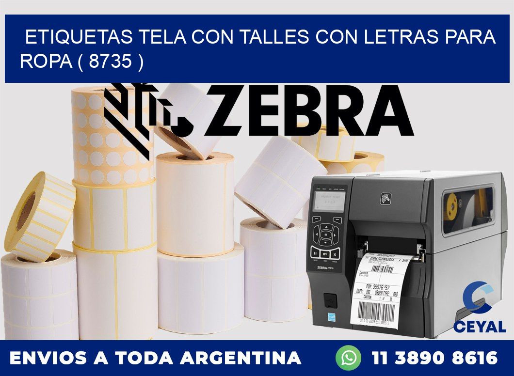 ETIQUETAS TELA CON TALLES CON LETRAS PARA ROPA ( 8735 )