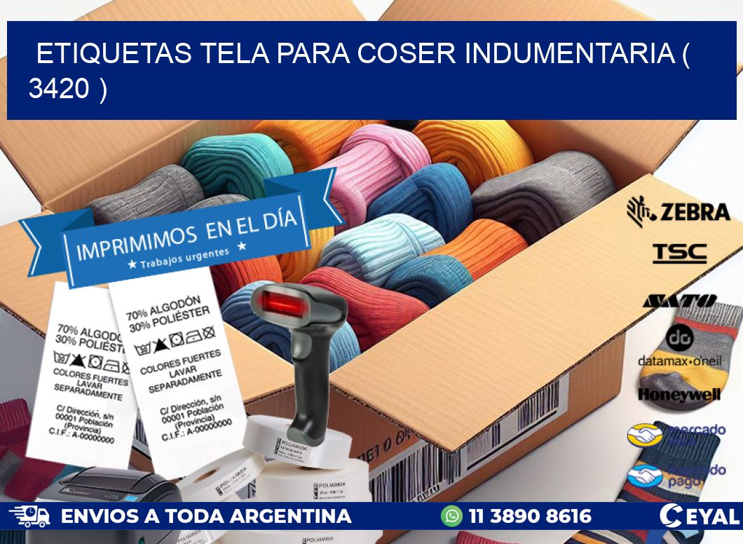 ETIQUETAS TELA PARA COSER INDUMENTARIA ( 3420 )