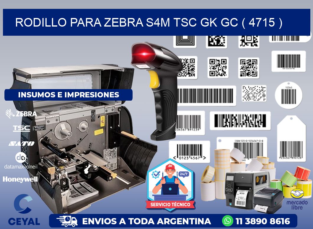 rodillo para zebra S4M TSC GK GC ( 4715 )