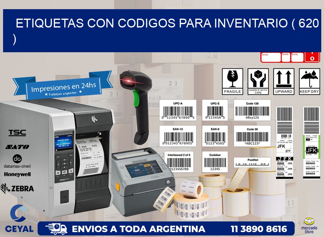 ETIQUETAS CON CODIGOS PARA INVENTARIO ( 620 )