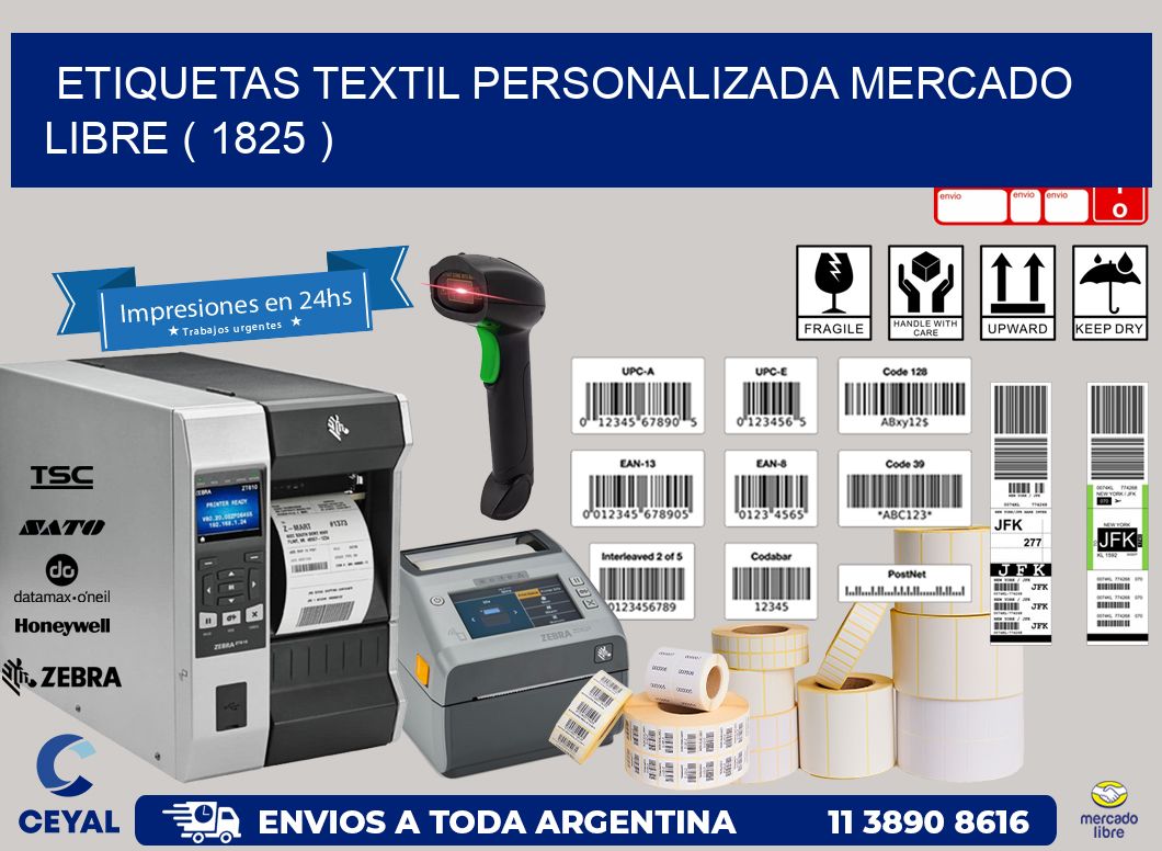 ETIQUETAS TEXTIL PERSONALIZADA MERCADO LIBRE ( 1825 )