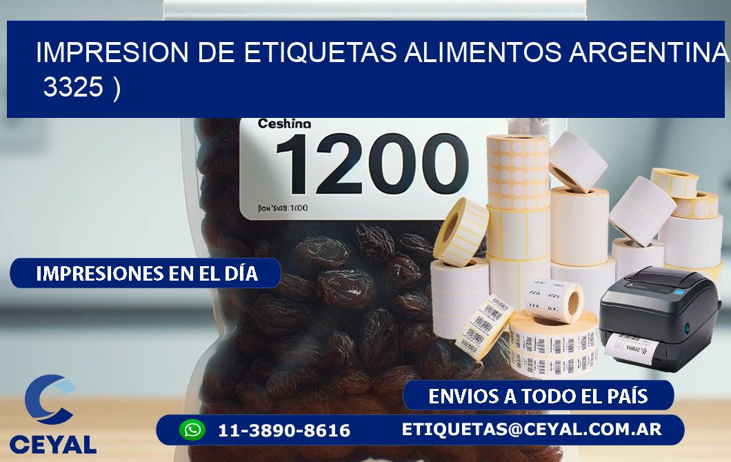 IMPRESION DE ETIQUETAS ALIMENTOS ARGENTINA   3325 )