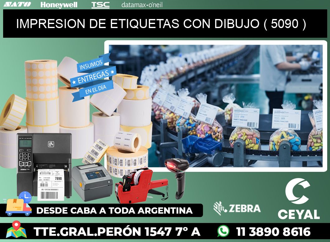 IMPRESION DE ETIQUETAS CON DIBUJO ( 5090 )