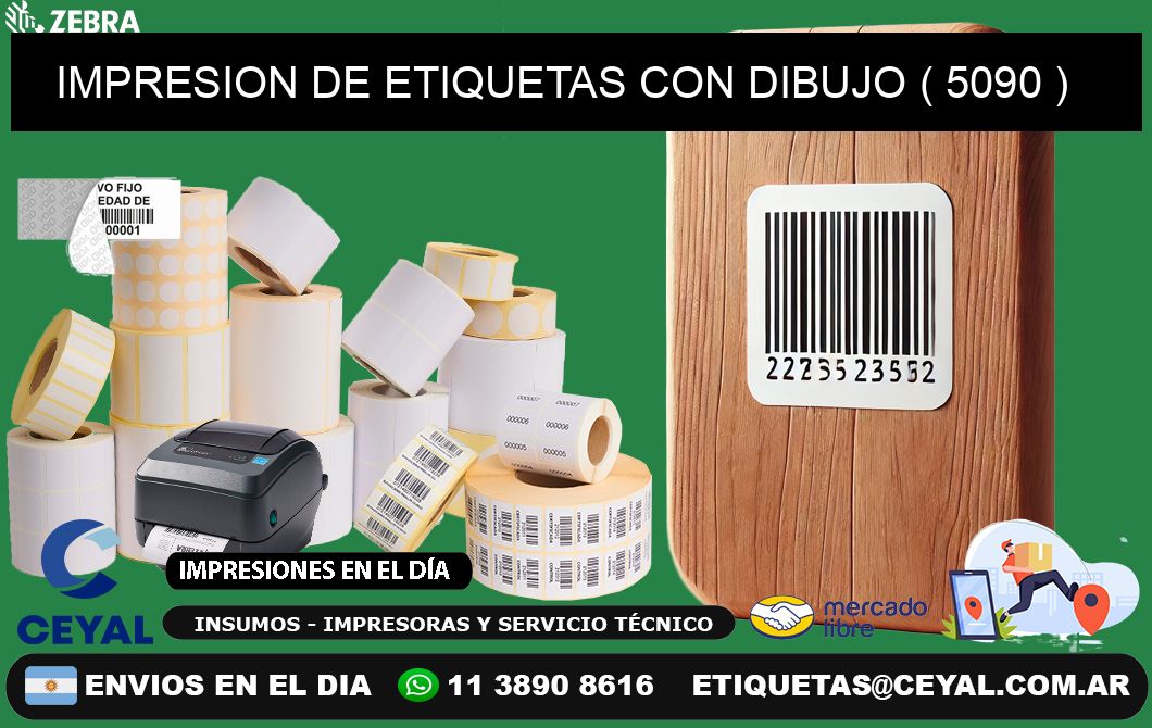 IMPRESION DE ETIQUETAS CON DIBUJO ( 5090 )