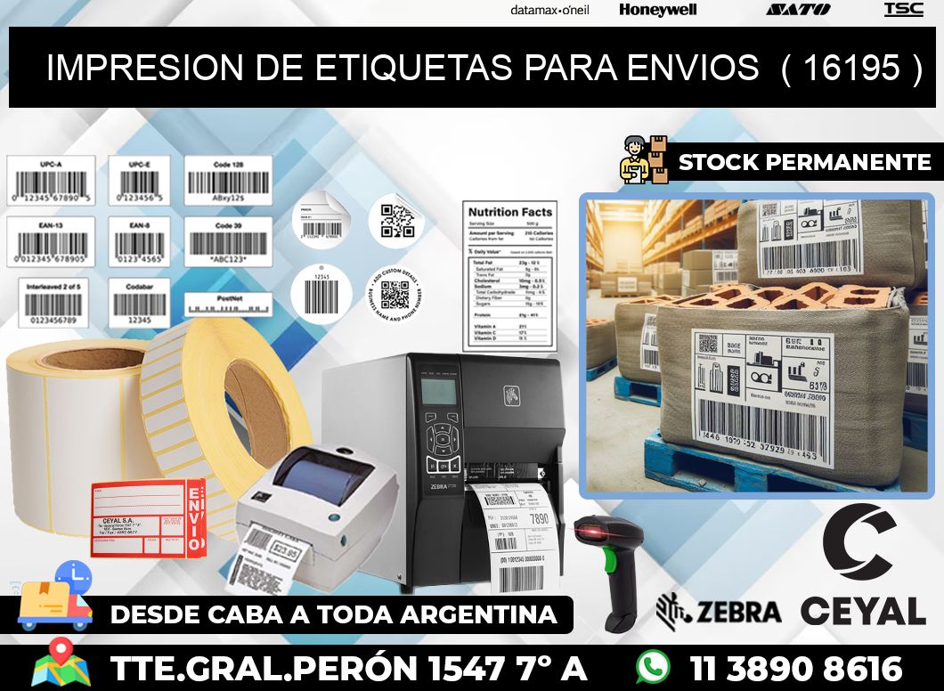 IMPRESION DE ETIQUETAS PARA ENVIOS  ( 16195 )