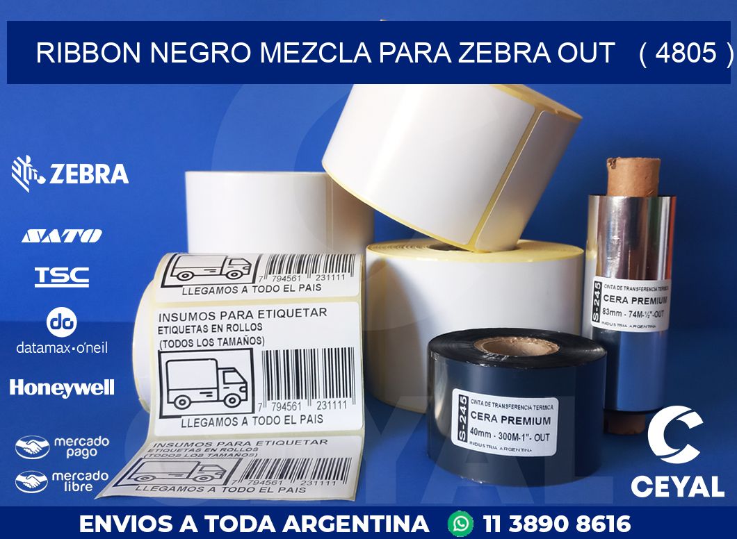 RIBBON NEGRO MEZCLA PARA ZEBRA OUT   ( 4805 )