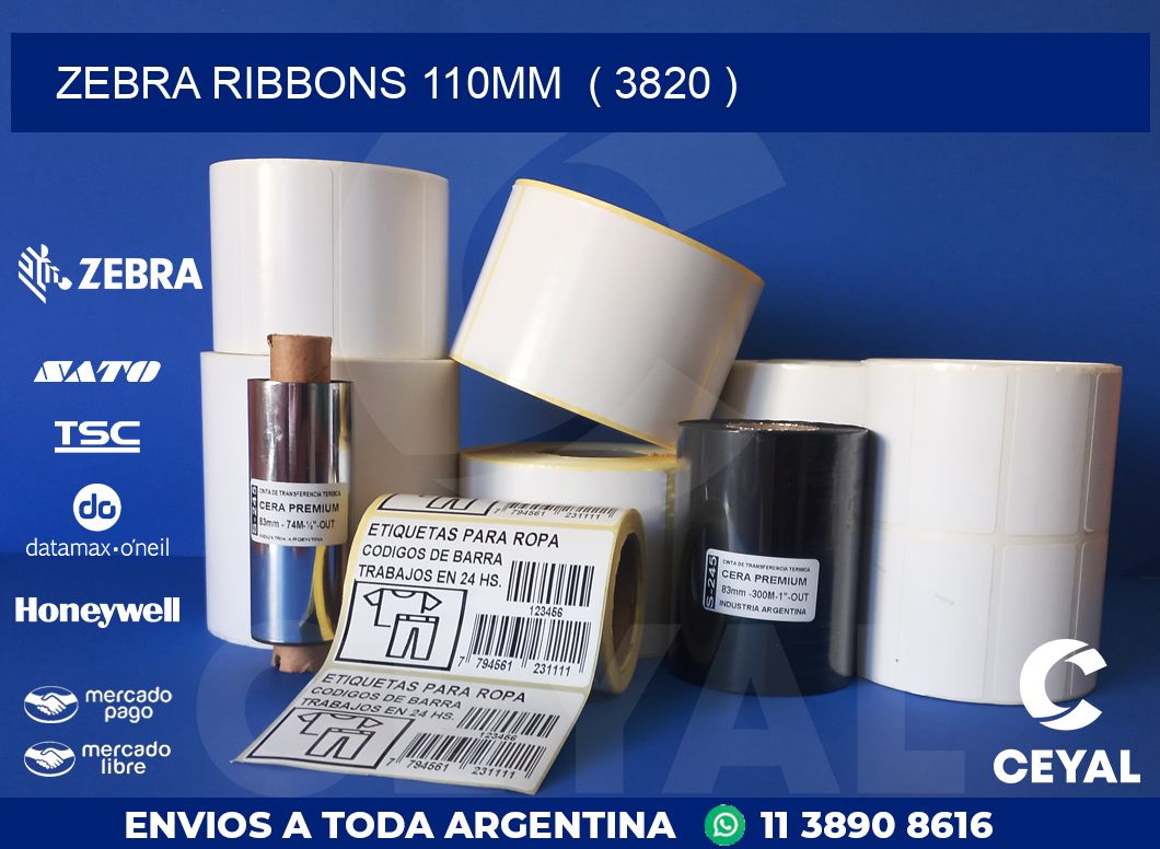 ZEBRA RIBBONS 110MM  ( 3820 )