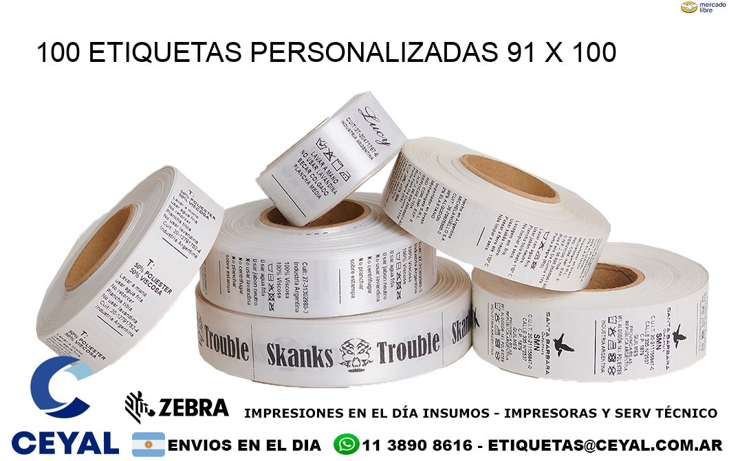 100 ETIQUETAS PERSONALIZADAS 91 x 100