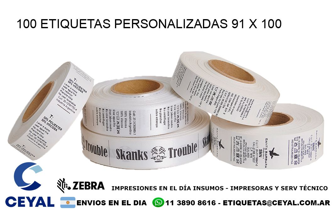 100 ETIQUETAS PERSONALIZADAS 91 x 100