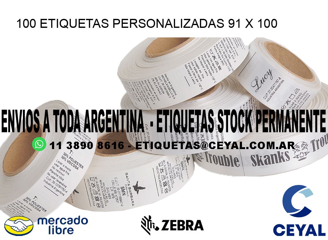 100 ETIQUETAS PERSONALIZADAS 91 x 100