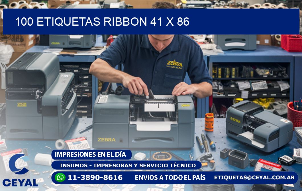 100 ETIQUETAS RIBBON 41 x 86