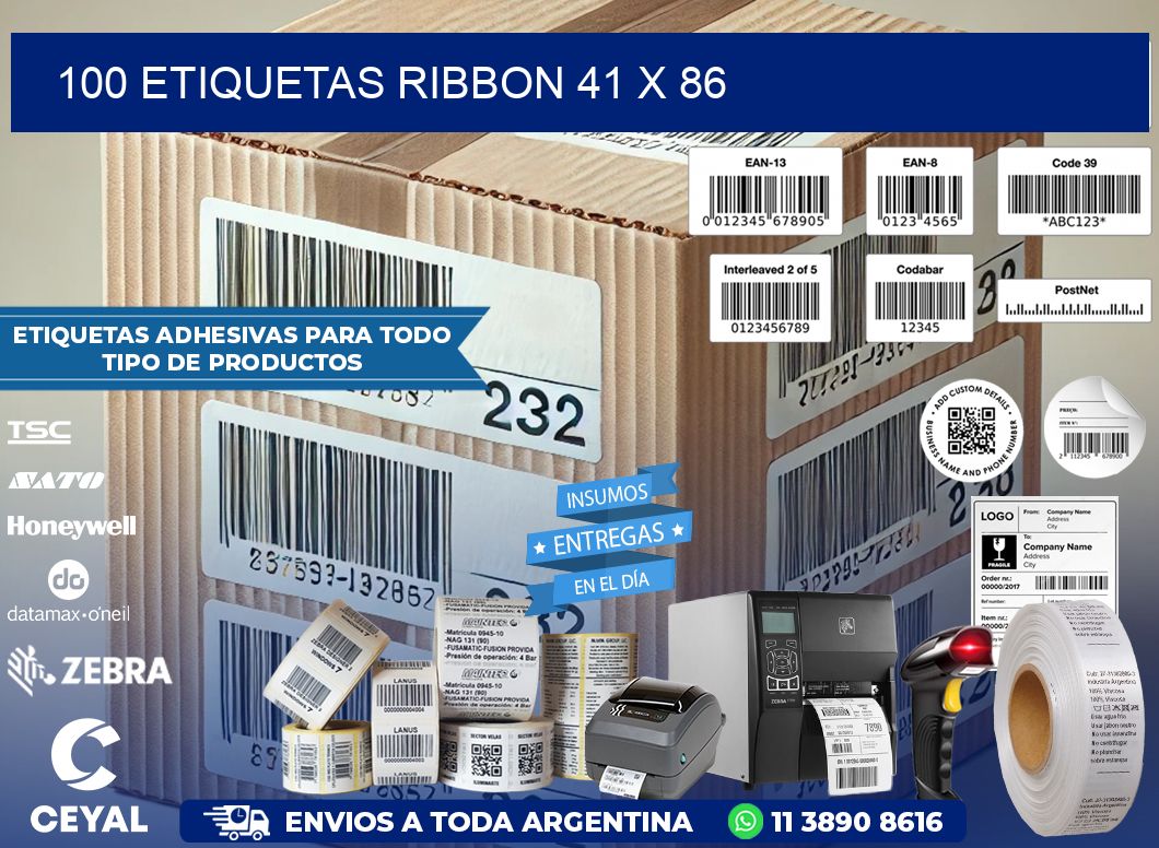 100 ETIQUETAS RIBBON 41 x 86