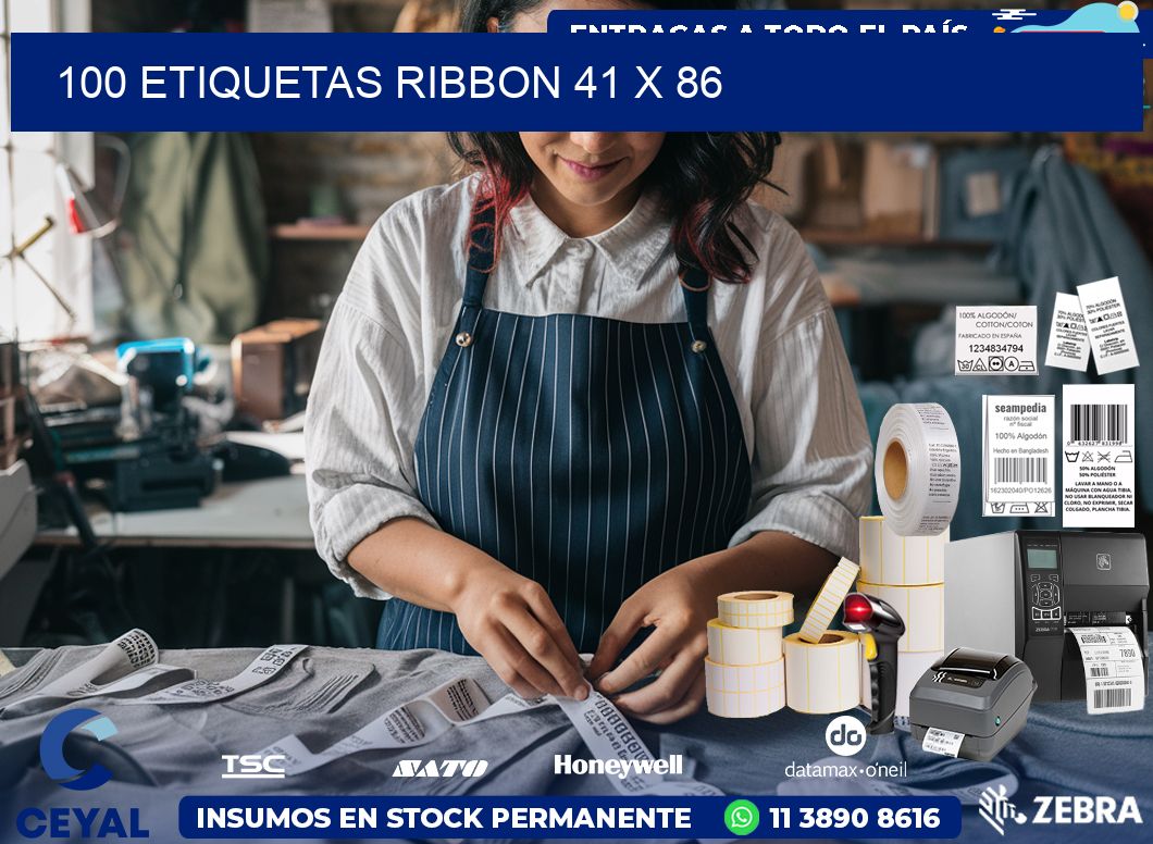 100 ETIQUETAS RIBBON 41 x 86