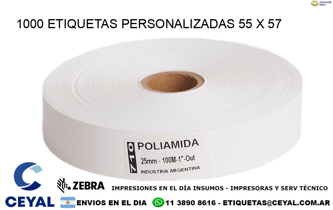 1000 ETIQUETAS PERSONALIZADAS 55 x 57