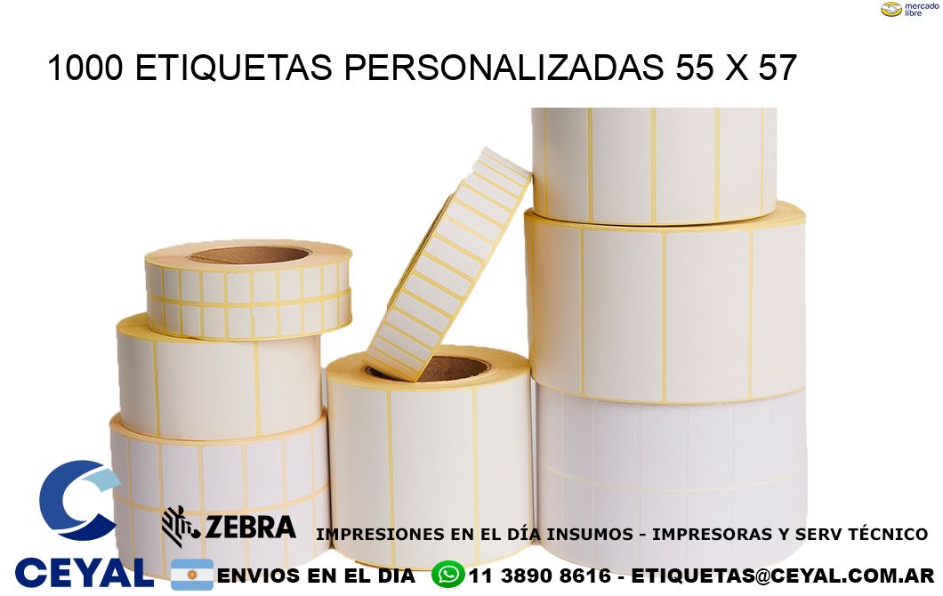 1000 ETIQUETAS PERSONALIZADAS 55 x 57