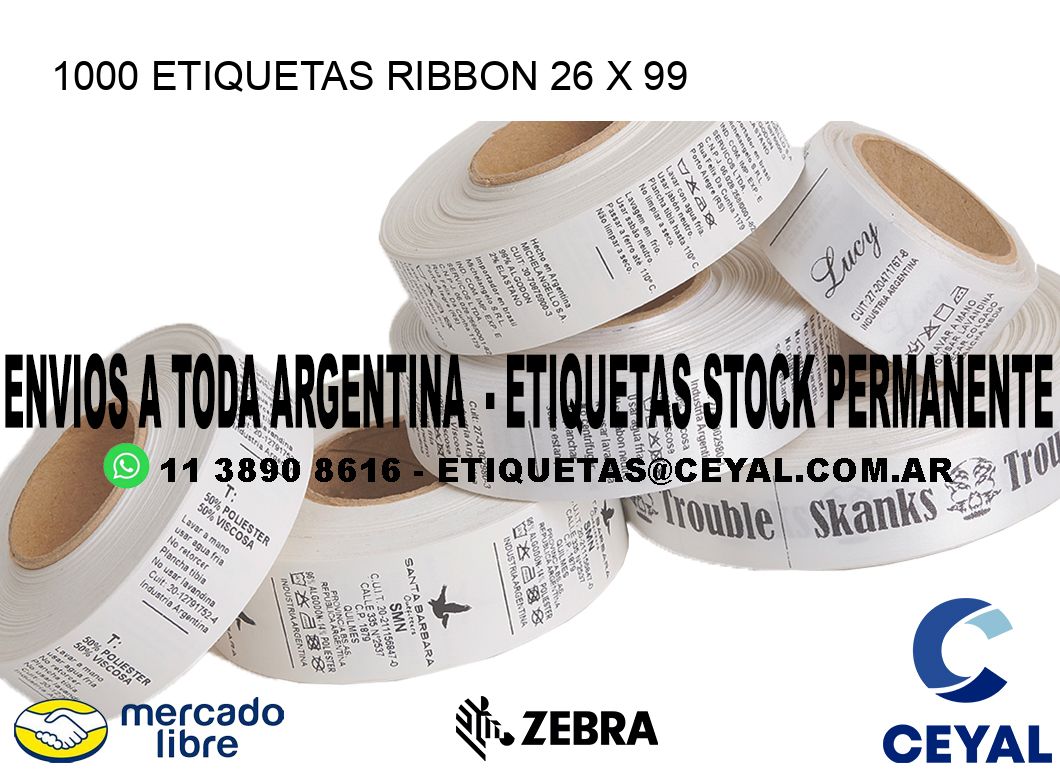 1000 ETIQUETAS RIBBON 26 x 99