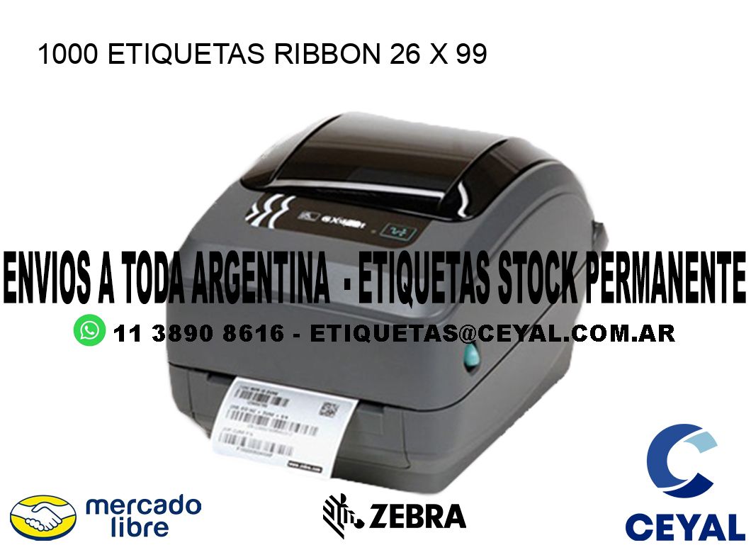 1000 ETIQUETAS RIBBON 26 x 99