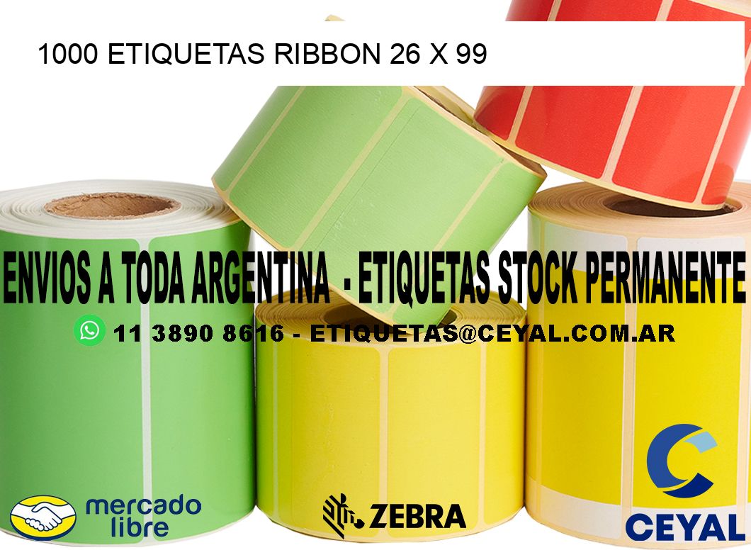 1000 ETIQUETAS RIBBON 26 x 99