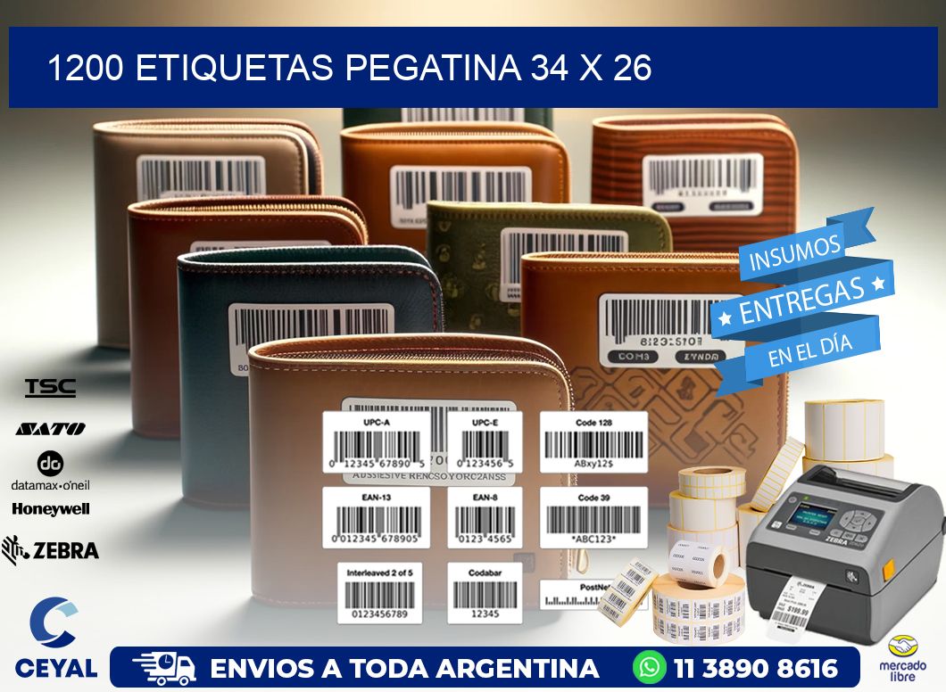 1200 ETIQUETAS PEGATINA 34 x 26