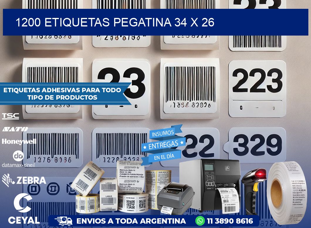 1200 ETIQUETAS PEGATINA 34 x 26