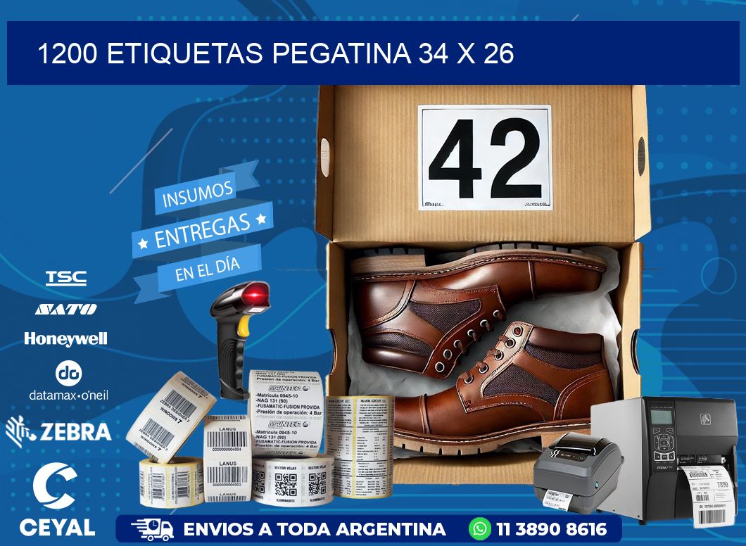 1200 ETIQUETAS PEGATINA 34 x 26