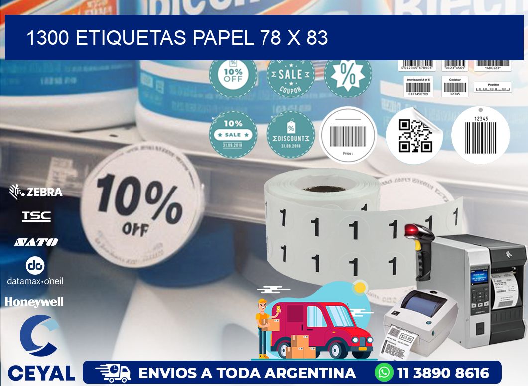 1300 ETIQUETAS PAPEL 78 x 83