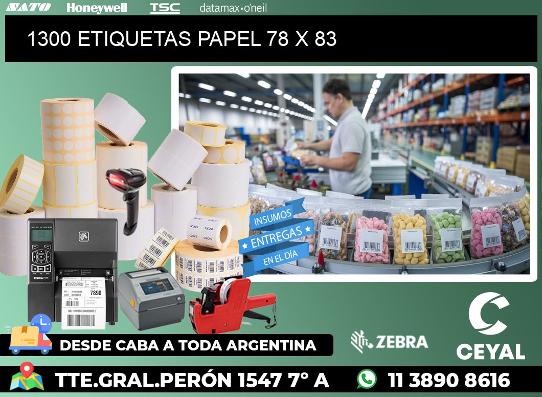 1300 ETIQUETAS PAPEL 78 x 83