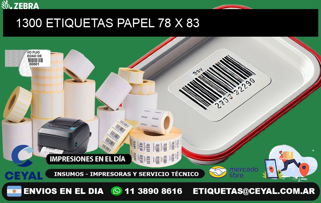 1300 ETIQUETAS PAPEL 78 x 83