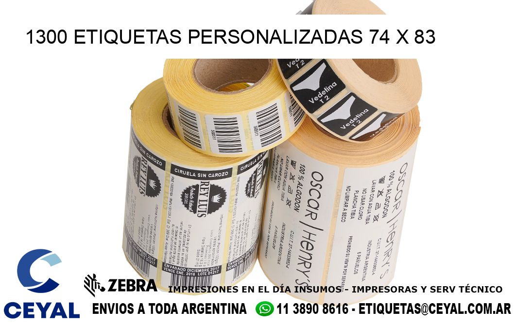 1300 ETIQUETAS PERSONALIZADAS 74 x 83