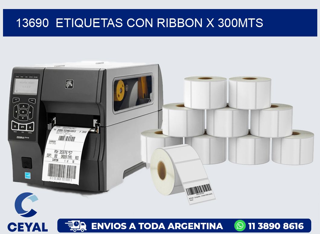 13690  ETIQUETAS CON RIBBON X 300MTS