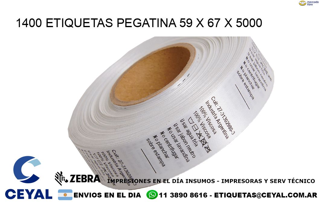 1400 ETIQUETAS PEGATINA 59 x 67 x 5000