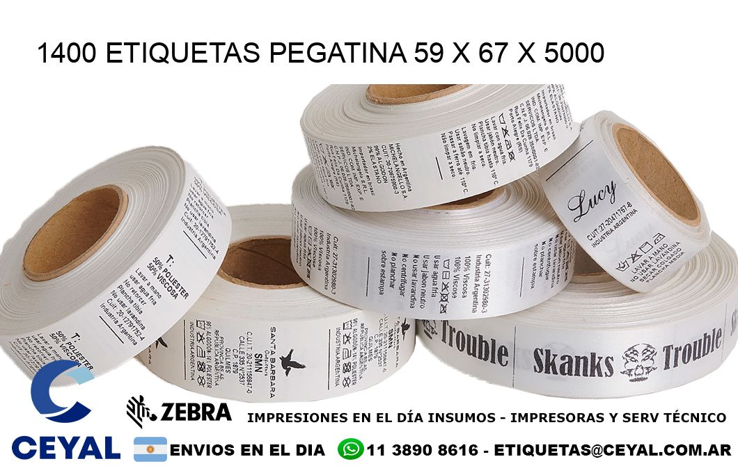 1400 ETIQUETAS PEGATINA 59 x 67 x 5000