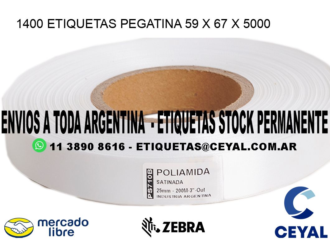 1400 ETIQUETAS PEGATINA 59 x 67 x 5000