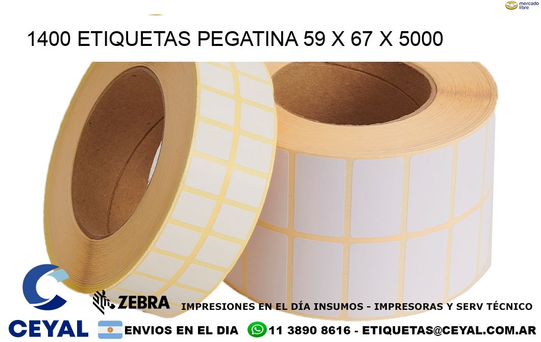 1400 ETIQUETAS PEGATINA 59 x 67 x 5000