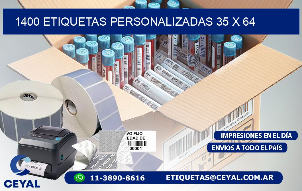 1400 ETIQUETAS PERSONALIZADAS 35 x 64