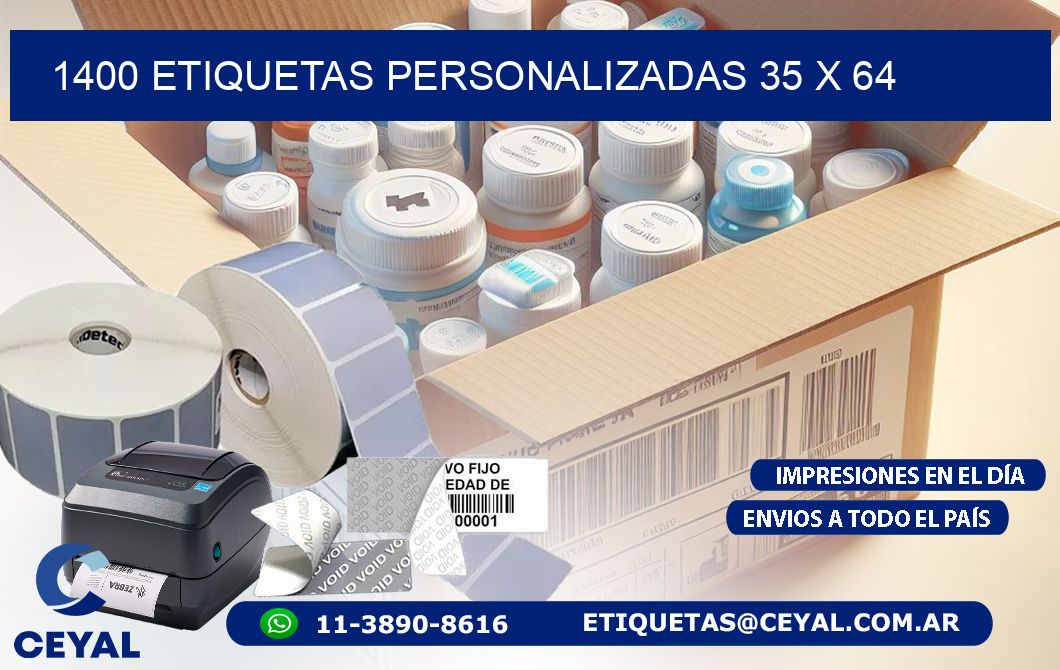 1400 ETIQUETAS PERSONALIZADAS 35 x 64