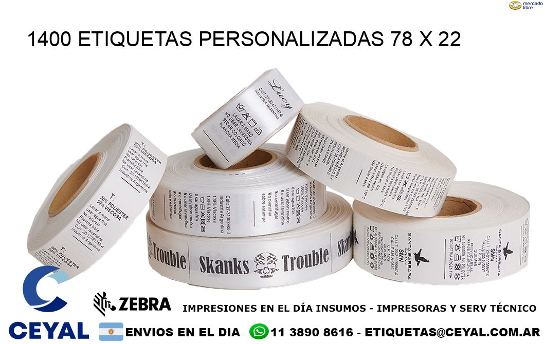 1400 ETIQUETAS PERSONALIZADAS 78 x 22