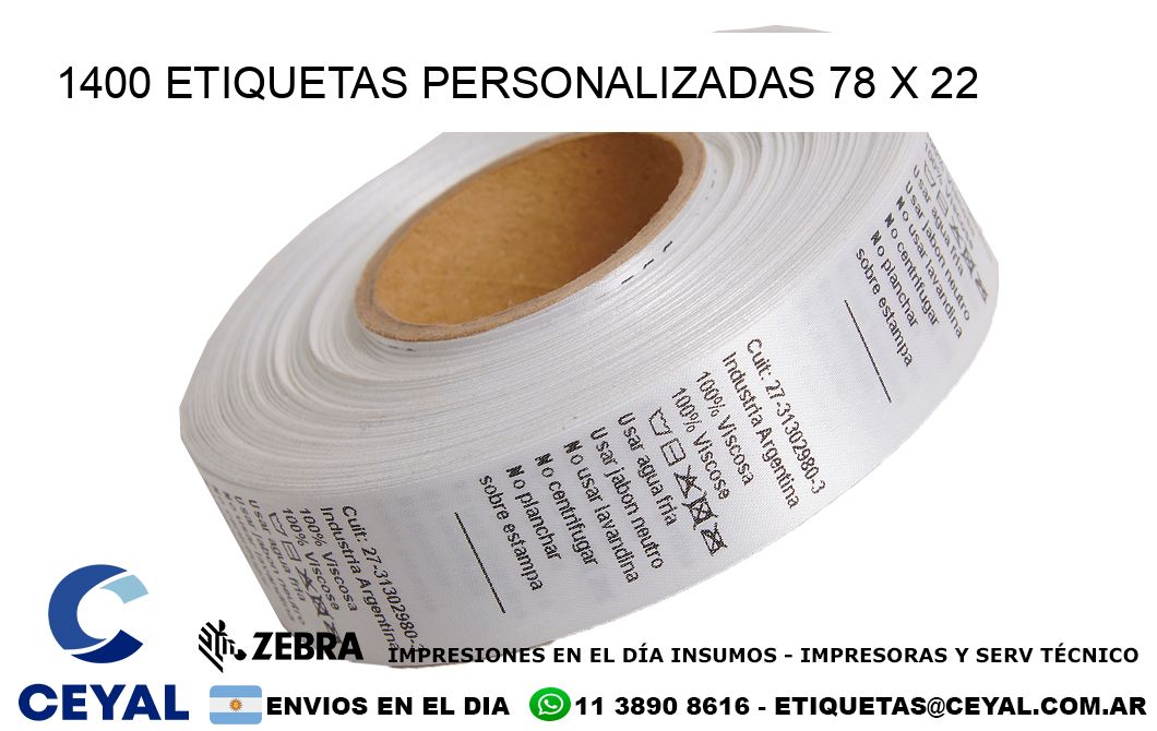 1400 ETIQUETAS PERSONALIZADAS 78 x 22