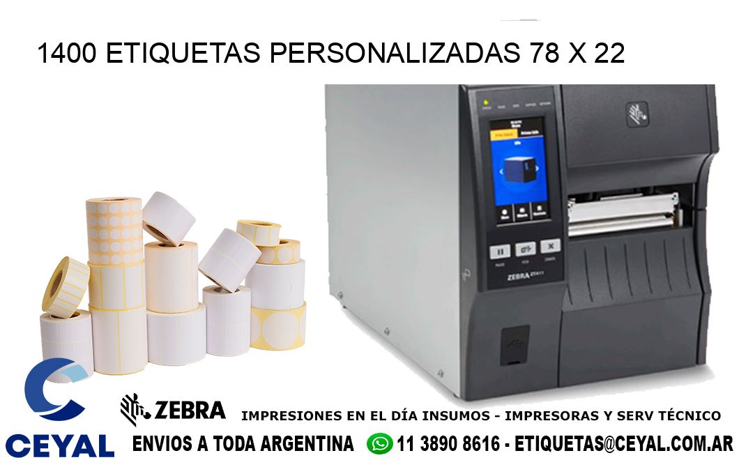 1400 ETIQUETAS PERSONALIZADAS 78 x 22