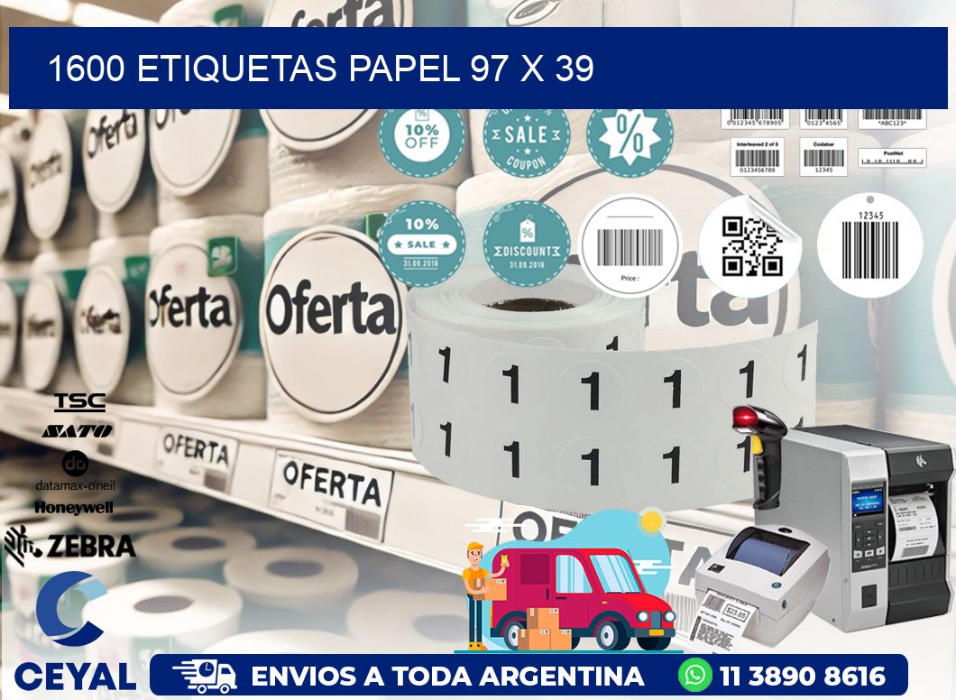 1600 ETIQUETAS PAPEL 97 x 39