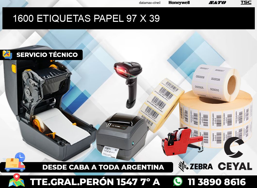 1600 ETIQUETAS PAPEL 97 x 39