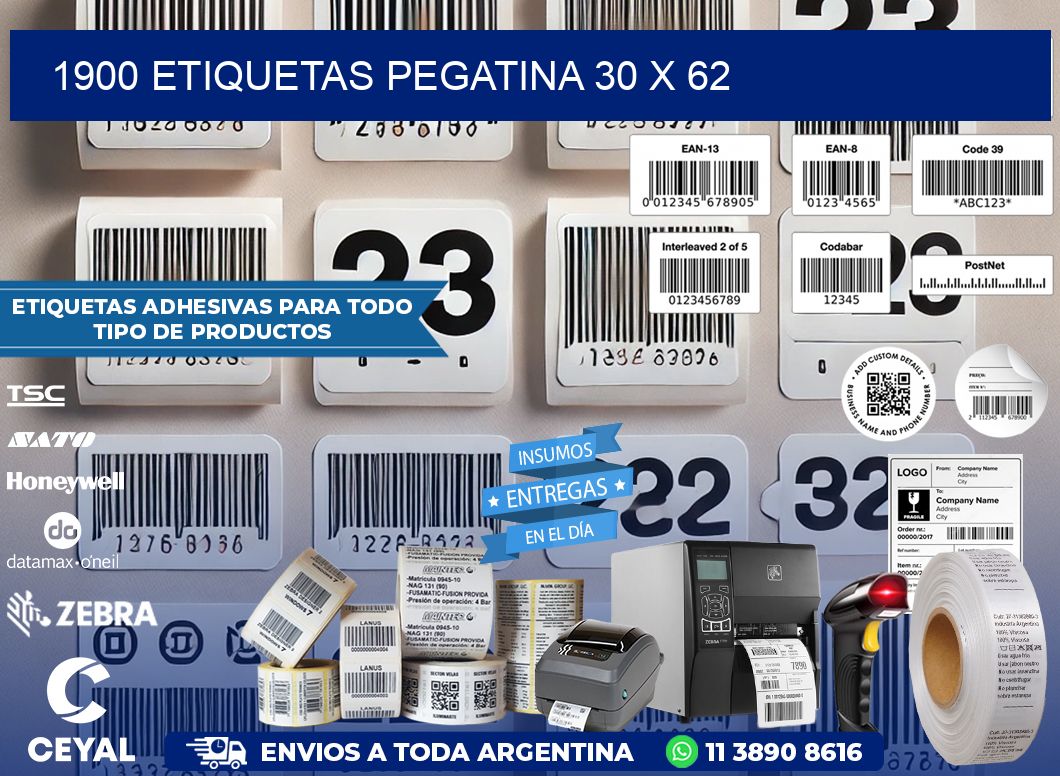 1900 ETIQUETAS PEGATINA 30 x 62