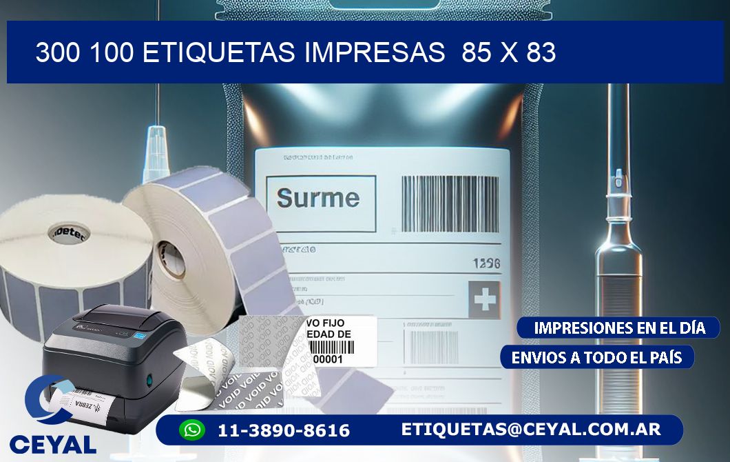 300 100 ETIQUETAS IMPRESAS  85 x 83