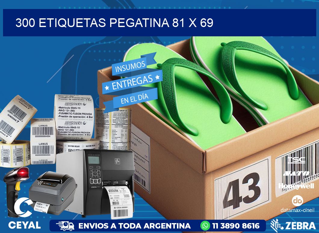 300 ETIQUETAS PEGATINA 81 x 69