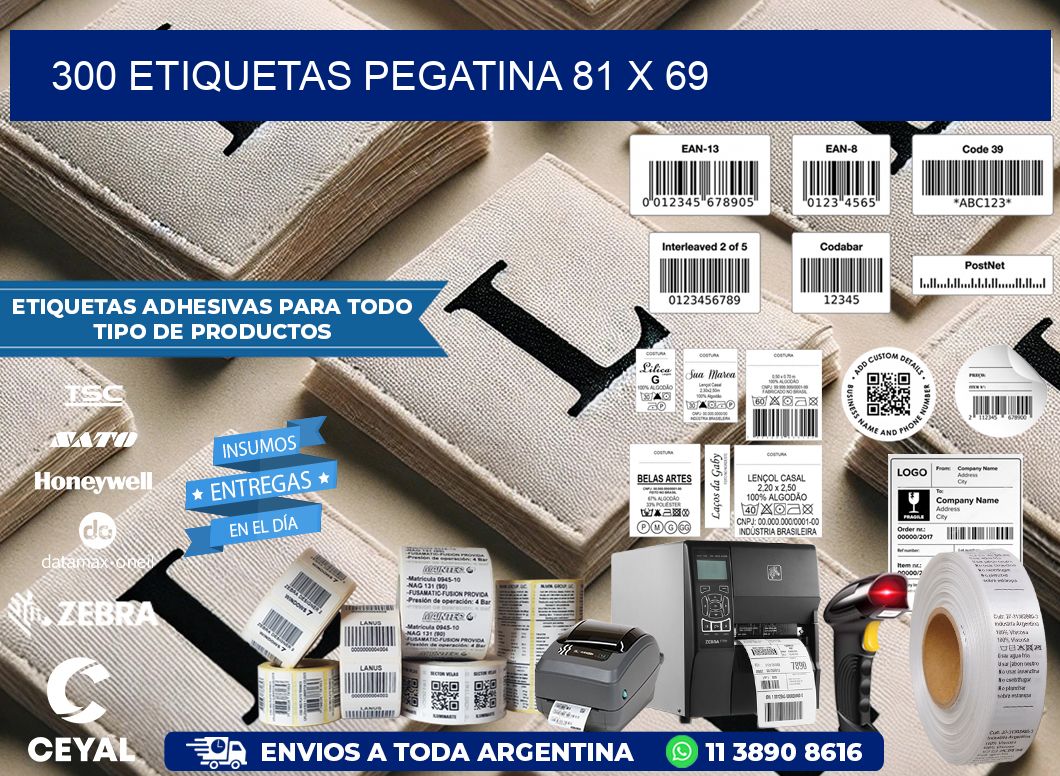 300 ETIQUETAS PEGATINA 81 x 69