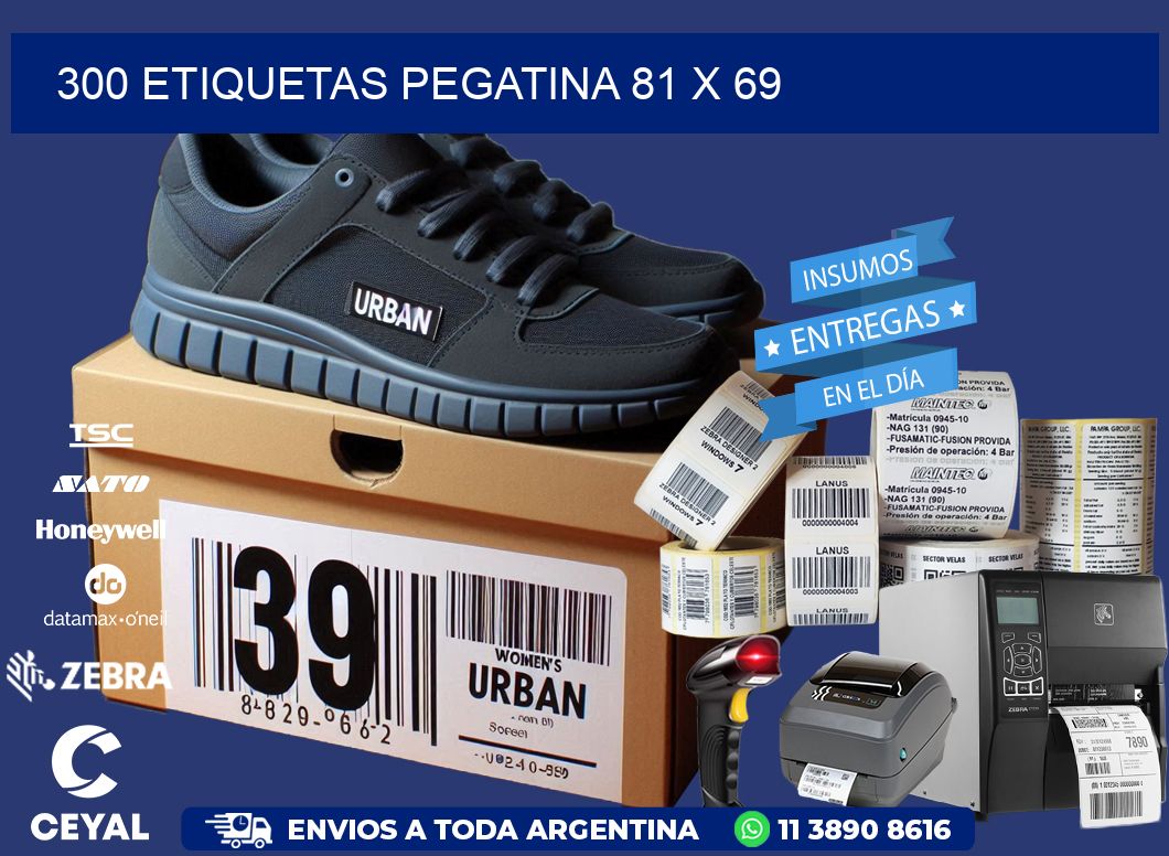 300 ETIQUETAS PEGATINA 81 x 69