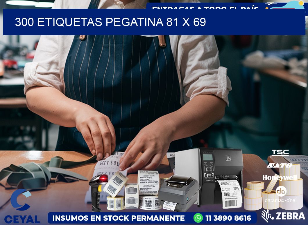 300 ETIQUETAS PEGATINA 81 x 69