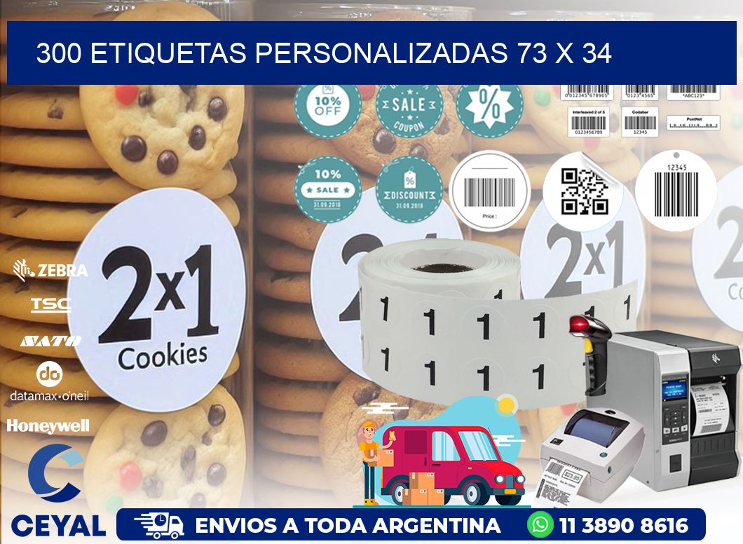 300 ETIQUETAS PERSONALIZADAS 73 x 34